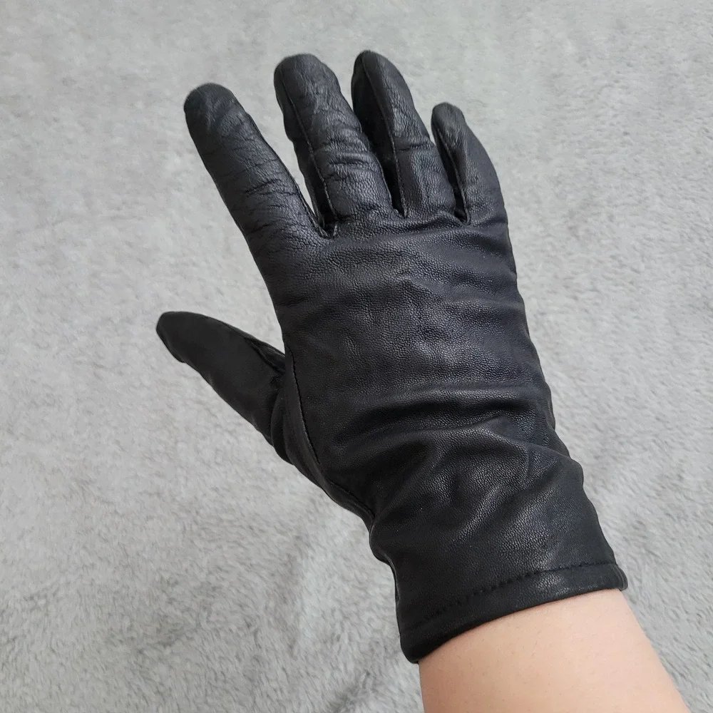 Vintage genuine‎ leather black gloves winter classic heritage richcore old money